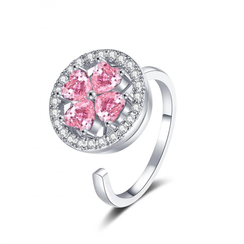 Adjustable Lucky Clover Rotating Ring for Anxiety Relief – Open Style Finger Ring