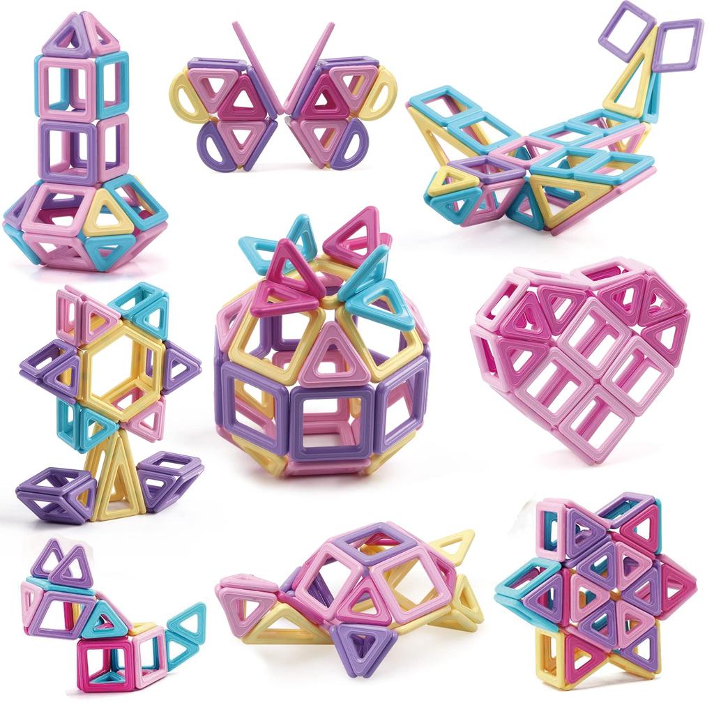 AMYCOOL Magnetic Blocks, 45 Pieces, Magnetic Toys for Girls, Refill Pack, Magnetic Pieces Sold Individually, Trial Pack, Educational Toy, Cute 3D