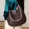 Korean Version Quality Top Layer Cowhide Simple Tote Bag Large Capacity Commuter Crescent Bag Single Shoulder Women's Bag Underarm Bag