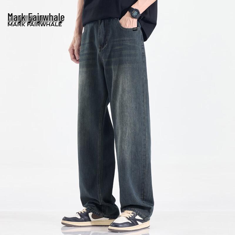 Mark Fairwhale Men's Washed Retro Straight-Leg Jeans