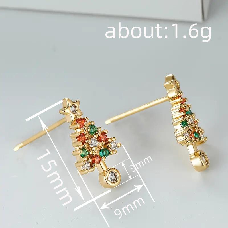 Exquisite Christmas Tree Earrings For Women, Micro-Inlaid Colorful Shiny Earrings, Fashionable And Trendy Holiday Atmosphere Gifts