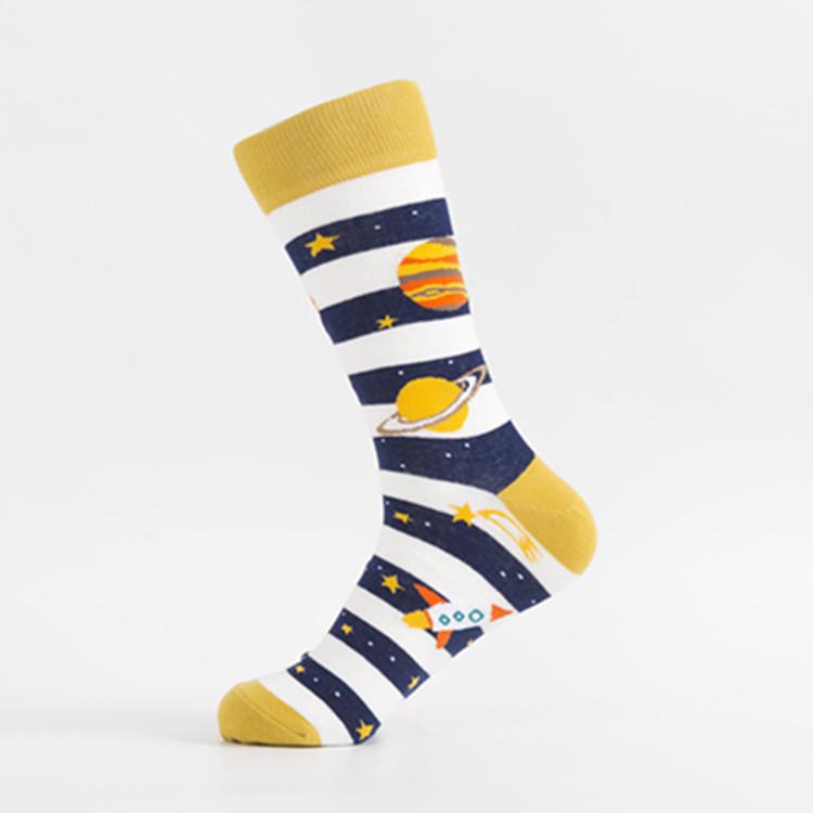 Șosete colorate la modă pentru bărbați: Șosete din Bumbac Medii și Înalte cu Model Univers