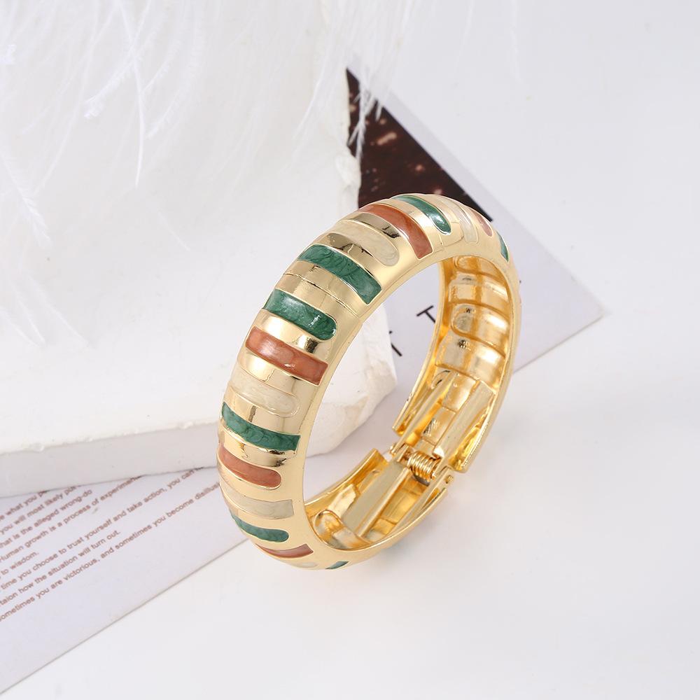 DIEZI 12 Colors Bohemian Enamel Cuff Bangles Hip Hop Geometric Irregular Gold Color Metal Wide Bracelet For Women Men Jewelry