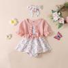 Flower Summer Baby Bodysuit Cotton False 2Piece Jumpsuit Dress Toddle Princess Dress  Birthday Gift