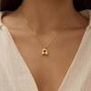 Minimalist Clavicle Chain Necklace with Stainless Steel Bubble Letter Pendant (A-Z)
