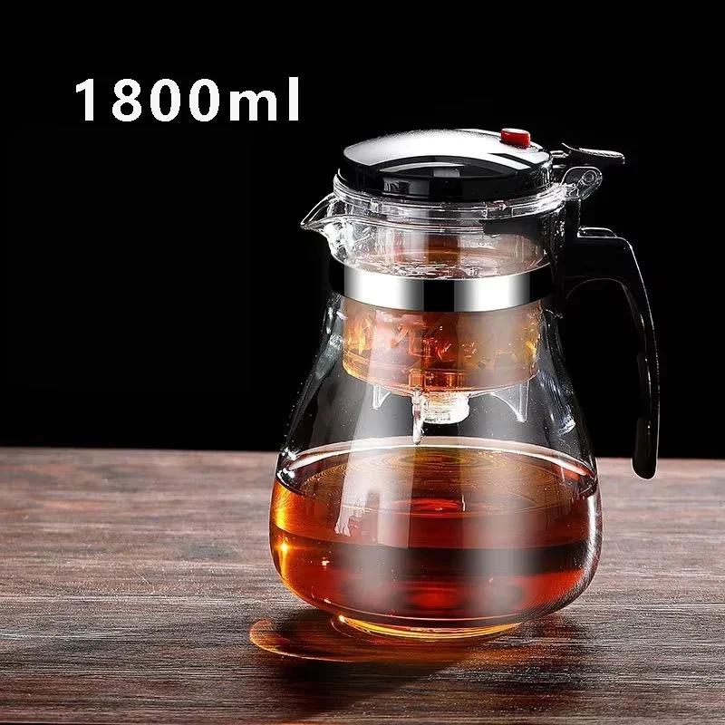 Glass Teapot Heat Resistant One-click Filtering Tea Pot High Borosilicate Puer Kettle Tea Water Separation Filter Home Teaware