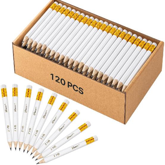 ZWlOT Golf Pencils with Eraser, #2 HB Half,4" Mini,Pre-Sharpened,120/200/320 Count Pencils Wood Cased Short for Classroom, Office, School, Wedding