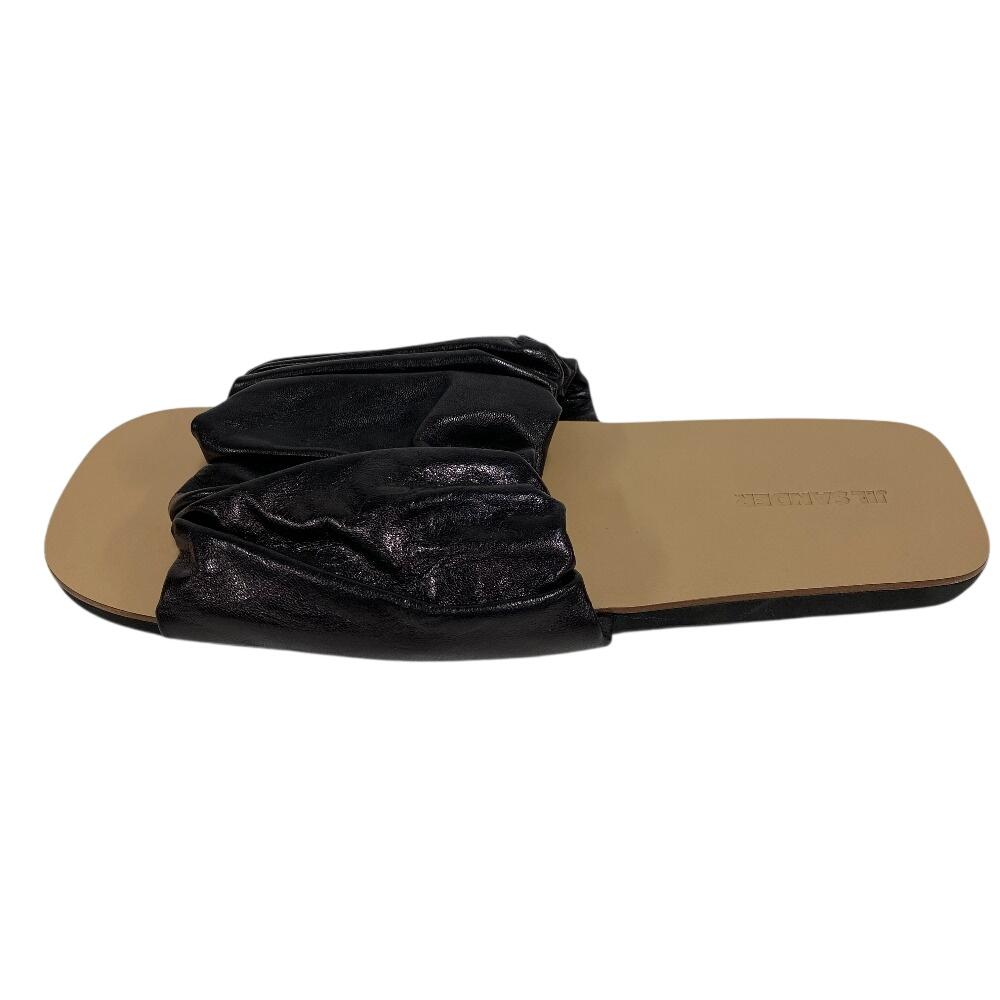 JIL SANDER leather Gathered detail Sandals black leather Used