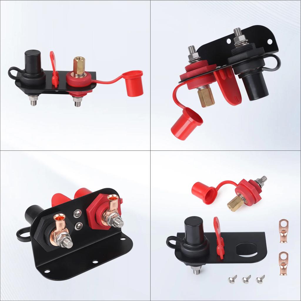 Remote Post Terminals Battery Relocation Kit with Heavy Duty Steel Mounting Bracket for UTV ATV Car Trucks RV Tractor Mower Boat