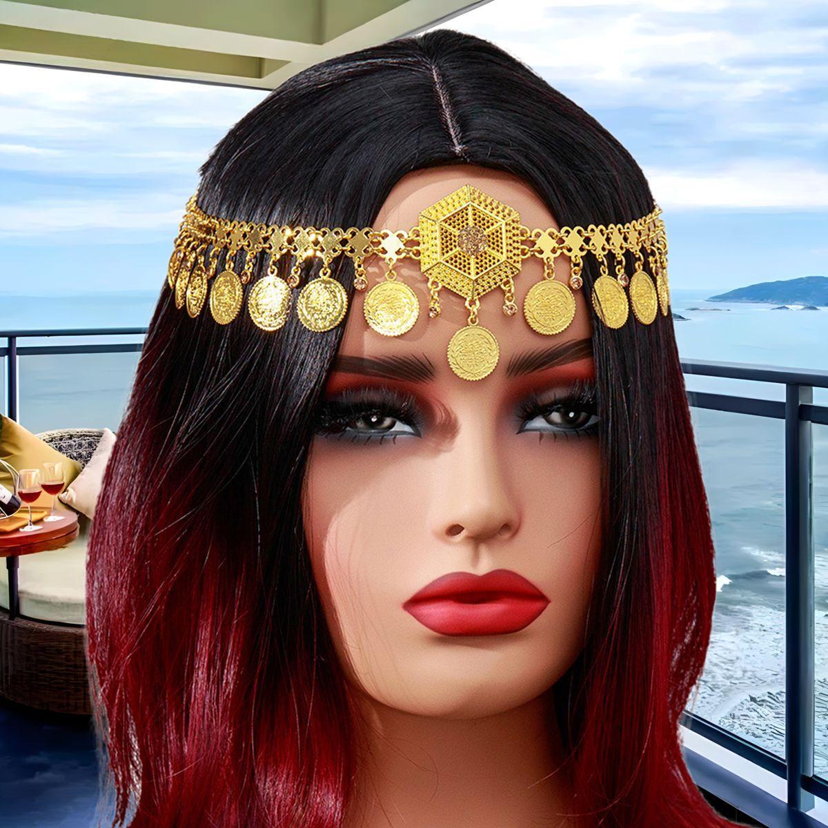 

Арабская повязка на голову модная золотая бриллиантовая цветочная монета кисточка головной убор индийский свадебный головной убор