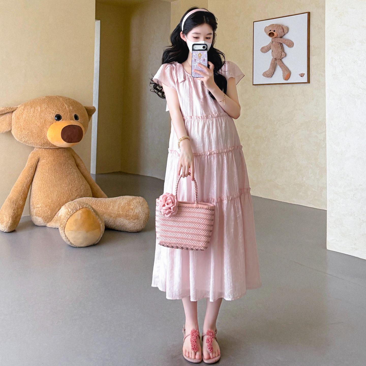 2026 Summer Fashion Loose French Mid-Length Maternity Dress L