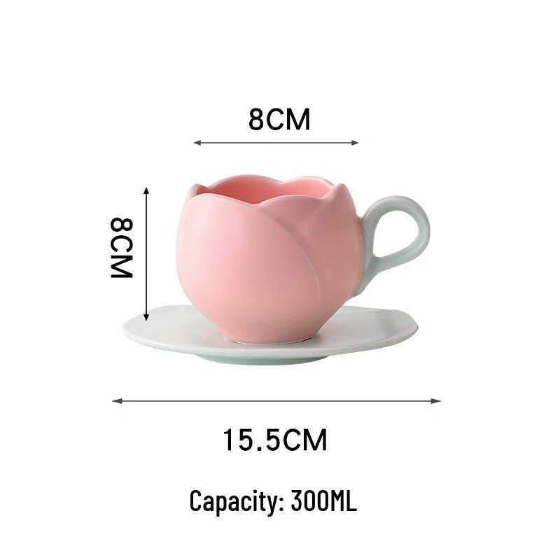 Ins Retro Tulip Ceramic Coffee Cup Set