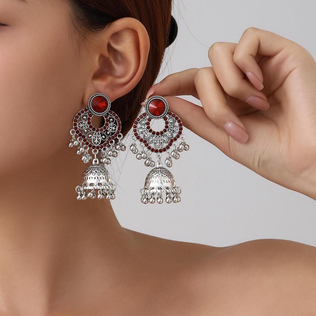 Retro Rhinestone Bell Dangle Earrings - Versatile Bohemian Style
