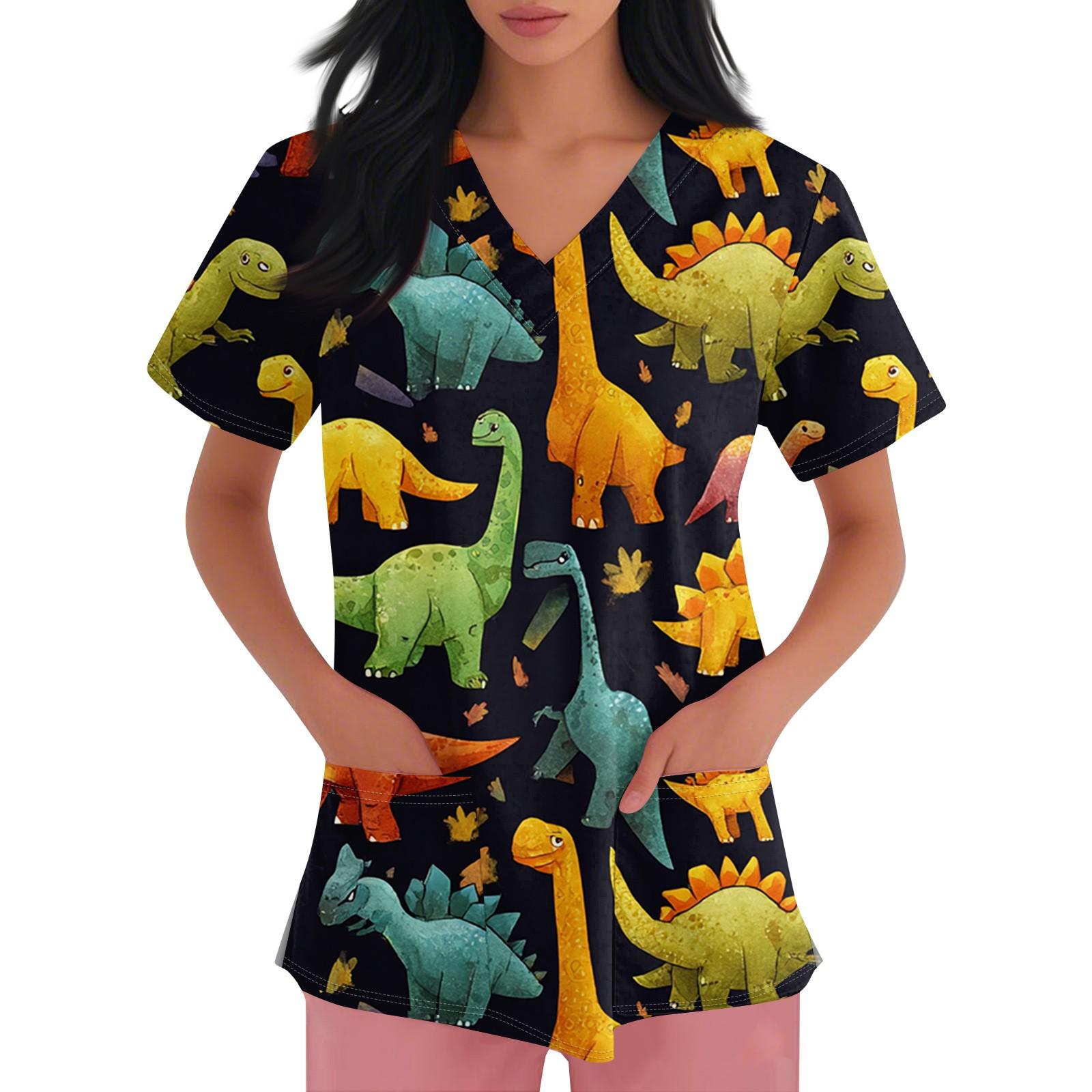 

Женская рабочая одежда с V-образным вырезом, принтом и короткими рукавами, с боковыми карманами и униформа XXL зелёный