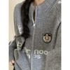 Letter Decorated Ladies Sweaters Baseball Style Loose Double Zipper Cardigan Autumn Versatile Solid Color Women's Coats