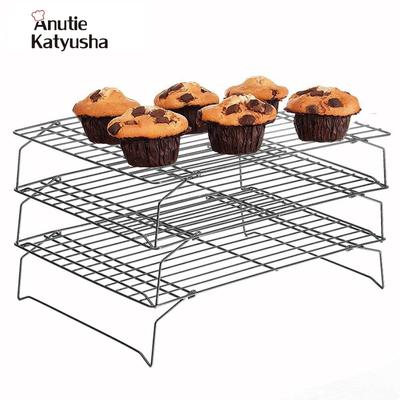3 Tier High-carbon Steel Stackable Grid Baking Cooling Rack Nonstick Cake Pies Cookie Bread Cupcake