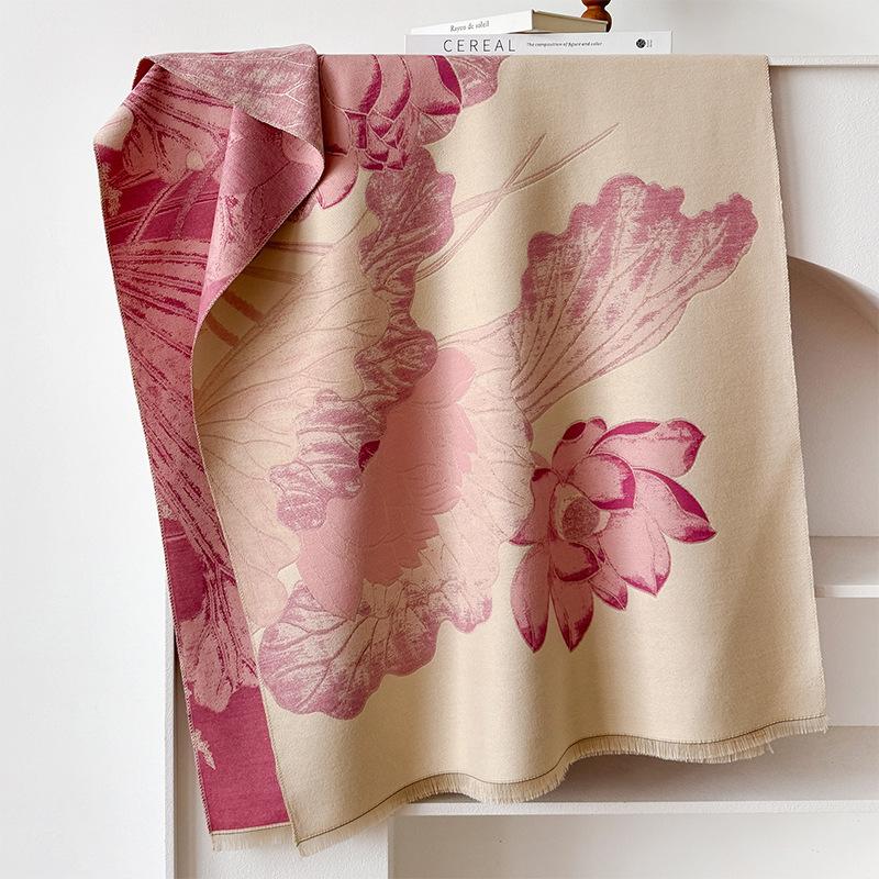 Girl Style Mori Stork Autumn And Winter Double-Sided Imitation Cashmere Scarf Winter High-End Warm Shawl