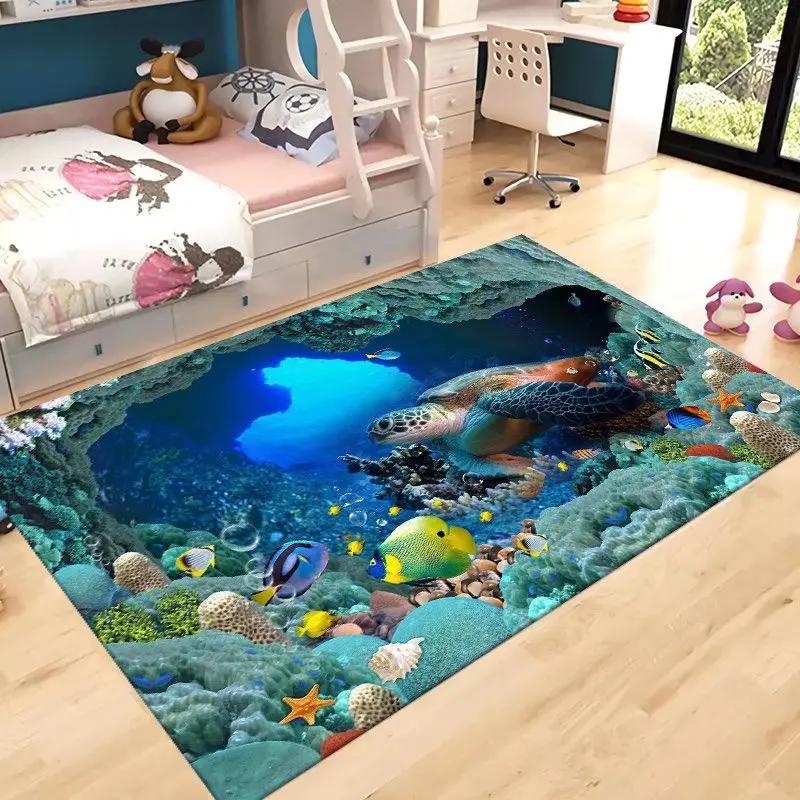 

Ковер с узором океанского дельфина, декор для гостиной, ванной комнаты, детские коврики для спальни, коврики для подводной морской жизни, противоскользящие коврики 40x60cm