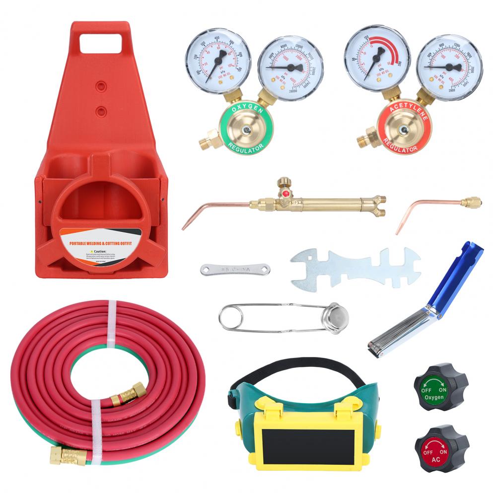 

Oxy Acetylene Welding & Cutting Torch Kit – Medium Duty Portable Gas Outfit with Tote Bag, Without Tanks червоний