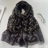 Women's Ethnic Floral Scarf: Autumn/Winter Voile Shawl, Cotton Linen Blend, Lightweight & Stylish.