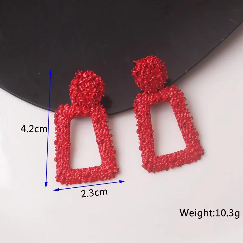 Square Long Hanging Earrings for Women Colorful Enamel Geometric Statement Dangle Earrings Girls Drop Earrings pendientes