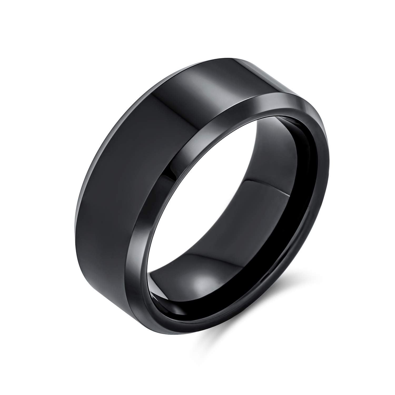 

Titanium Black Edge Cut 8mm Width Comfort Fit Ring Wedding Band Size 27 [Bling Jewelry]