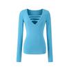 Spicy V-neck Pearl Hollow Long Sleeve Knit T-shirt - Women's Autumn Winter Slim Fit Base Layer
