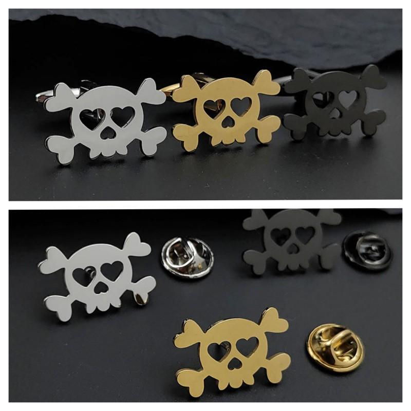 Ghost Horse Skull Brooch Cufflinks Punk Creative Personality Style Stainless Steel Material Not Easy To Fade Wear-resistant Accessories Decoration