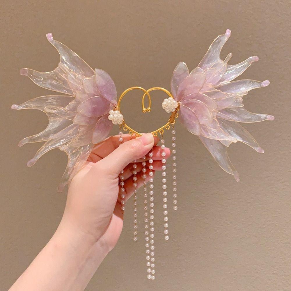 Butterfly Elf Fairy Earrings Tassels Ear Clips Exquisite Ear Clamp