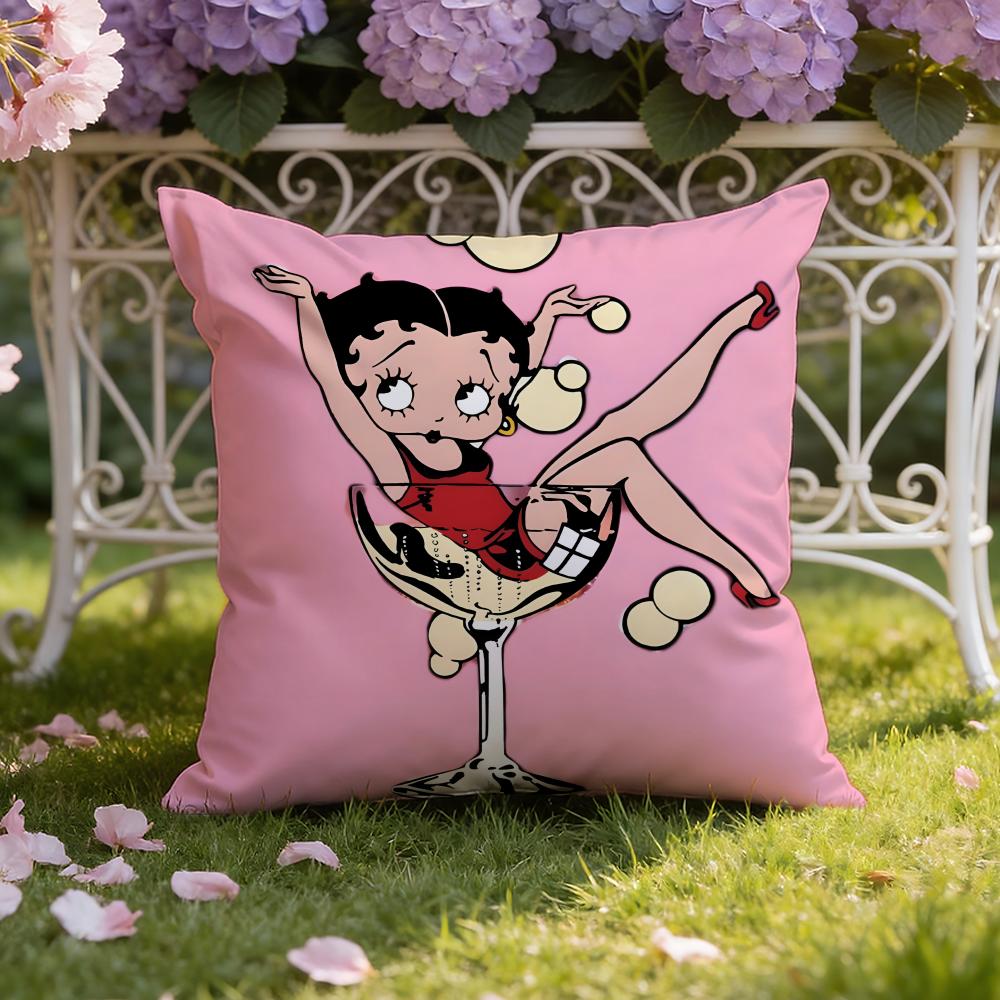 Cute B-Betty B-Boop Cushion Cover Home & Car Dual-Scene Pillow Cover: Reversible for Premium Comfort