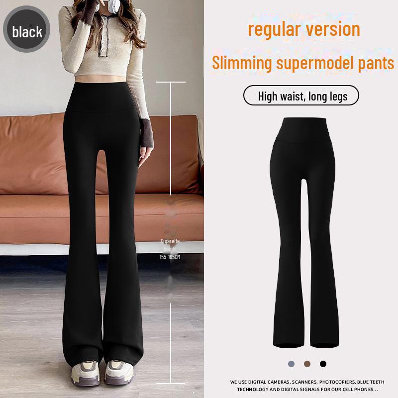 

Женские черные бархатные расклешенные штаны для йоги - увлажняющие, утягивающие, повседневные леггинсы на осень/зиму XXL, Regular, thin чёрный