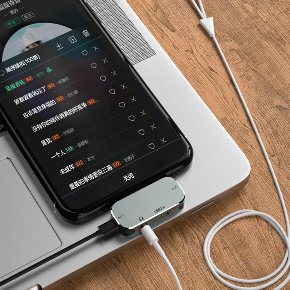 Multi-function 4 In 1 Type-C Hub HD-Compatible 3.5mm Jack Earphone Adapter USB Extender Hub