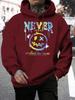 Never Give Up Gradient Letters Printing Hoodies Mens Casual Comics Clothing Loose Pocket Hoody Autumn Fleece Unisex Streetwear