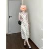 Spring Popular Wear Casual New Women's Clothing Summer White Polka Dot Dress Temperament Hip-wrapped Dress