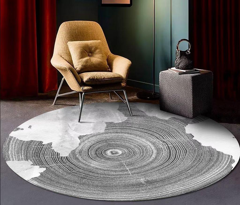 Nordic Round Printed Carpet Abstract Art Large Rugs for Living Room 200cm Coffee Table Rug Room Decor Bedroom Non-slip Chair Mat
