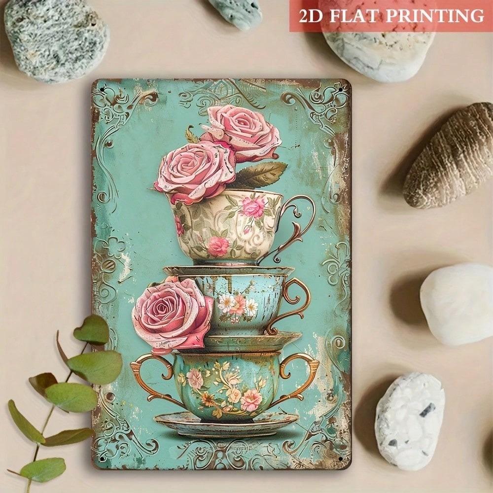 Vintage Ornate Tin Sign Retro Cafe Wall Decor Rustic Home Pub Bar Art 8x12