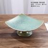 Chinese Retro Glazed Ceramic Plate High Foot Fruit Dish Japanese Zen Tea Tray for Home