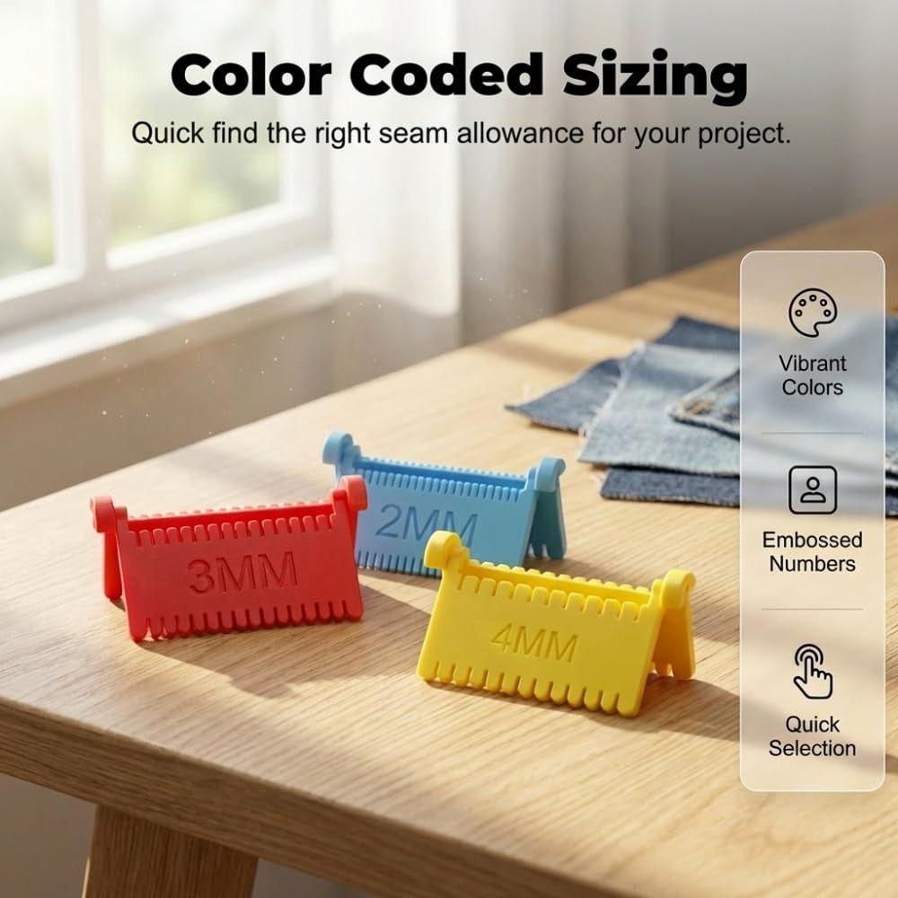 Needle Gauge Edge Stitching Lock Sewing Gauge DIY Sewing Aid Tools for Fabric Sewing Accessory
