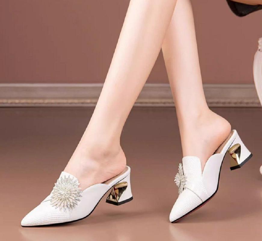 Women Fashion Black Pointed Toe High Quality Slip On High Heel Shoes Lady Elegant Summer Daily Party Heel Shoes Ab565