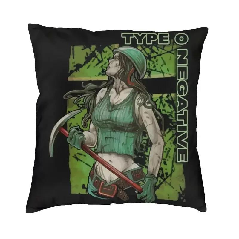 

O Type Negative Logo Goth Heavy Metal Band Cushion Cover Double Side 3D Printing Throw Pillow Case Pillowcase Home Decorative 12x12Inch