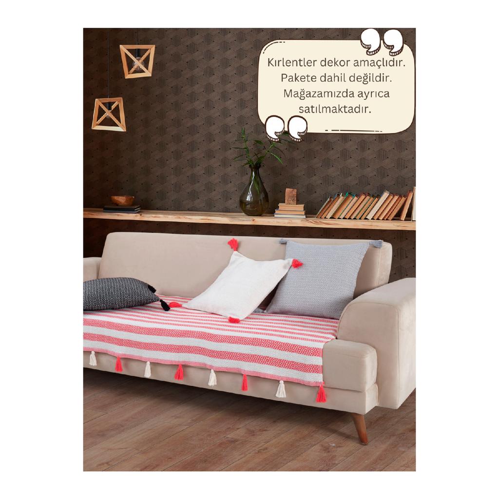 Liva Pompom Black Sofa Cover 115 X 200 Cm Sofa Divan Sofa Bed Armchair Cover Shawl With Tassels