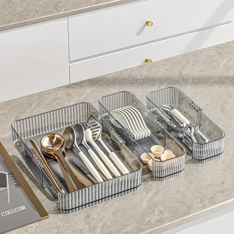 Nowy Pudełko do Przechowywania w Szufladzie Kuchennej Rozszerzalne z Przegródkami Noże Widelce Sztućce i Sztućce Posortowane i Zorganizowane w Przegródkach