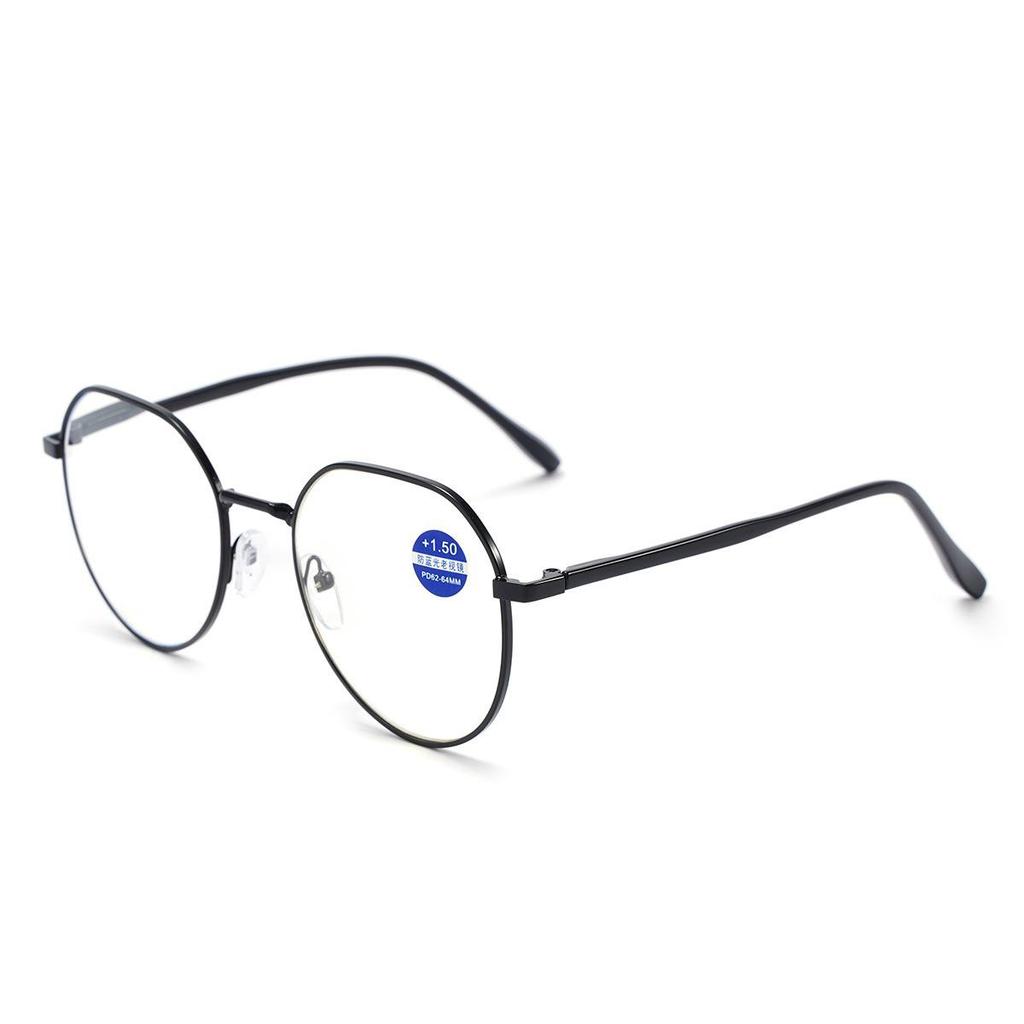 B8001 Anti-Blue Light Metal Reading Glasses - High-End, Comfortable Round Frame for Middle-Aged & Elderly