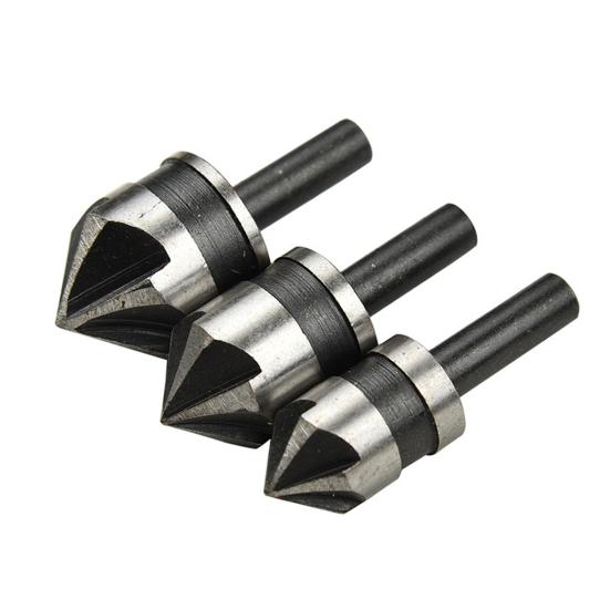 3Pcs Chamfer Countersink Kit High Strength Save Labor Long Lifespan Useful Wood Metal Boring Drill Bits Workshop Supplies