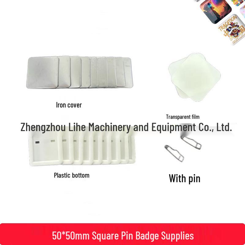 100 Sets of 50MM Square Badge Machine Accessories: Square Refrigerator Magnets for Advertising Gifts 50mm Square Blank Paper 100 Sheets