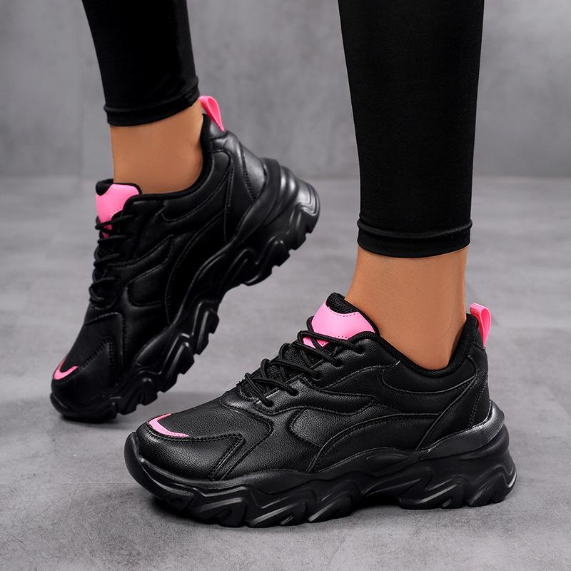 New thick-soled inner height increase autumn dad shoes sports mesh breathable