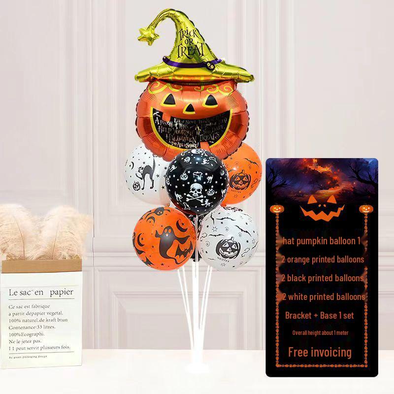 Halloween Pumpkin Skeleton Balloon Columns for Party and Event Decoration