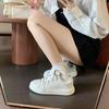 Cowhide Version~ Miu Style Versatile Leather Platform White Shoes Women's Spring Straps Casual White Shoes Heightening Single Shoes Board Shoes