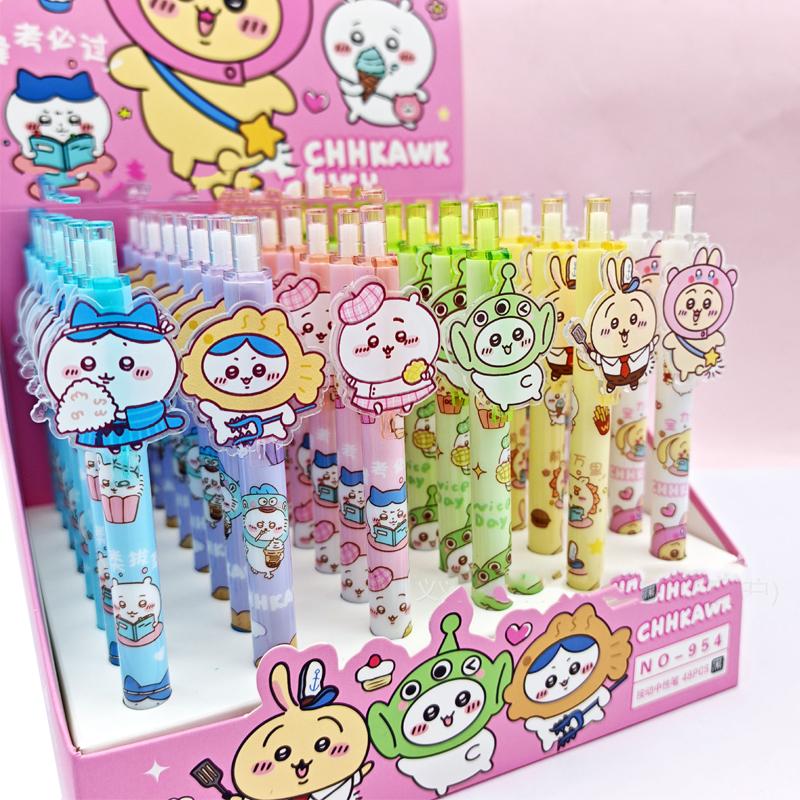 Cute Chiikawa Gel Pens 0.5Mm Black Ink Kawaii Pressing Ballpoint Pen For Students School Office Stationery Gift