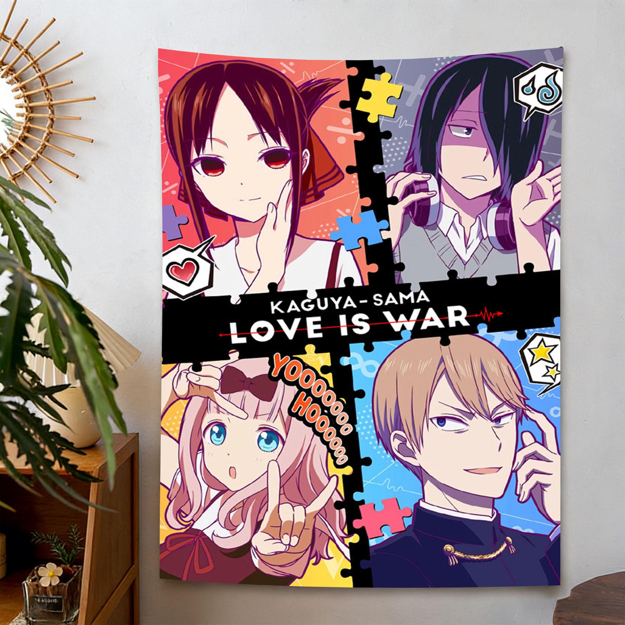 

KKaguya Sama Love Is War Kawaii Printed Tapestry Anime Room Wall Aesthetic Background Cloth Decoration 74x94cm(29x37in)